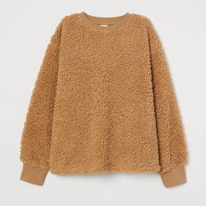H&M Brown Teddy Sweatshirt XS Borg
